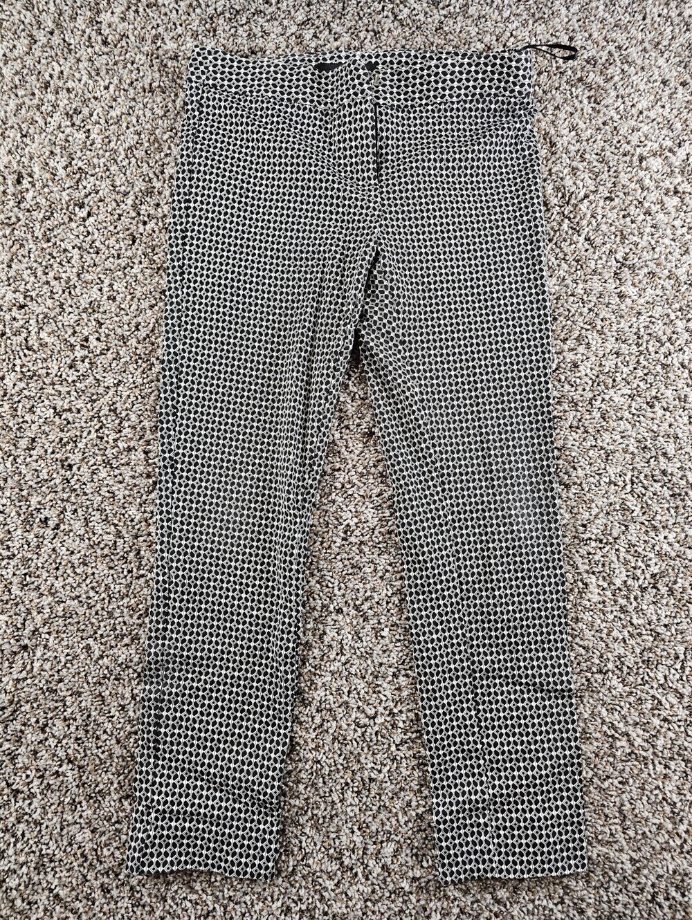 Amanda + Chelsea Womens Sz 2 Slim Leg Pull On Dress Pants Black White Geometric